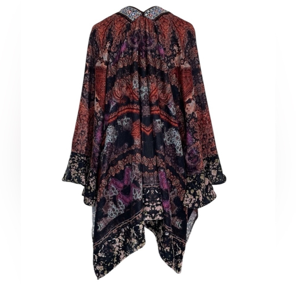 Soft Surroundings Velvet Kimono Topper Open Cardigan One Size Paisley Printed - Picture 12 of 16